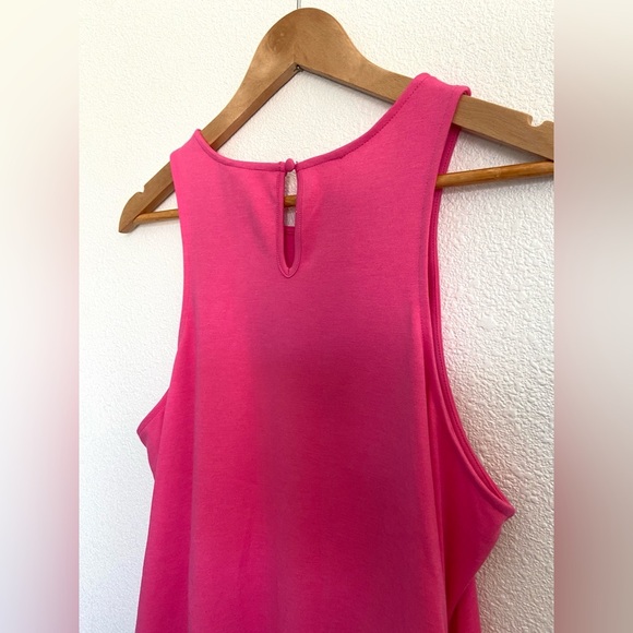 A new day pink sleeveless tank ruched ponte midi front slit dress - Picture 9 of 10